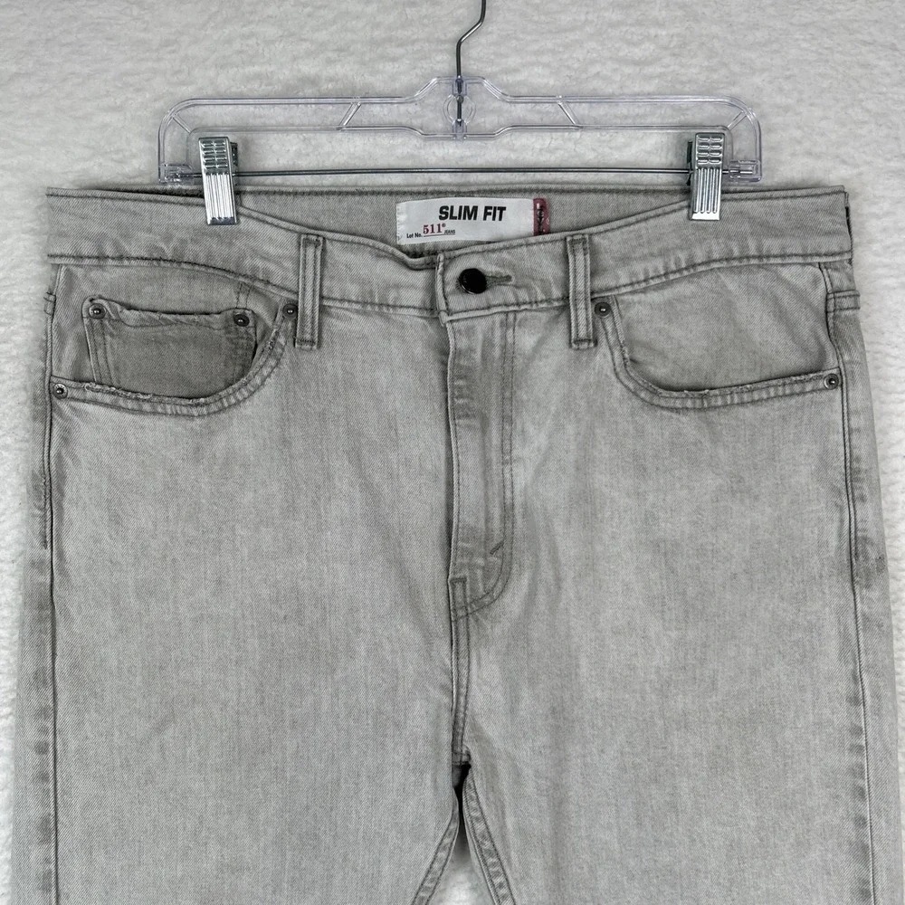 Levi's Jeans Mens 36x30 Gray Denim 511 Slim Fit Straight Light Wash Stretch